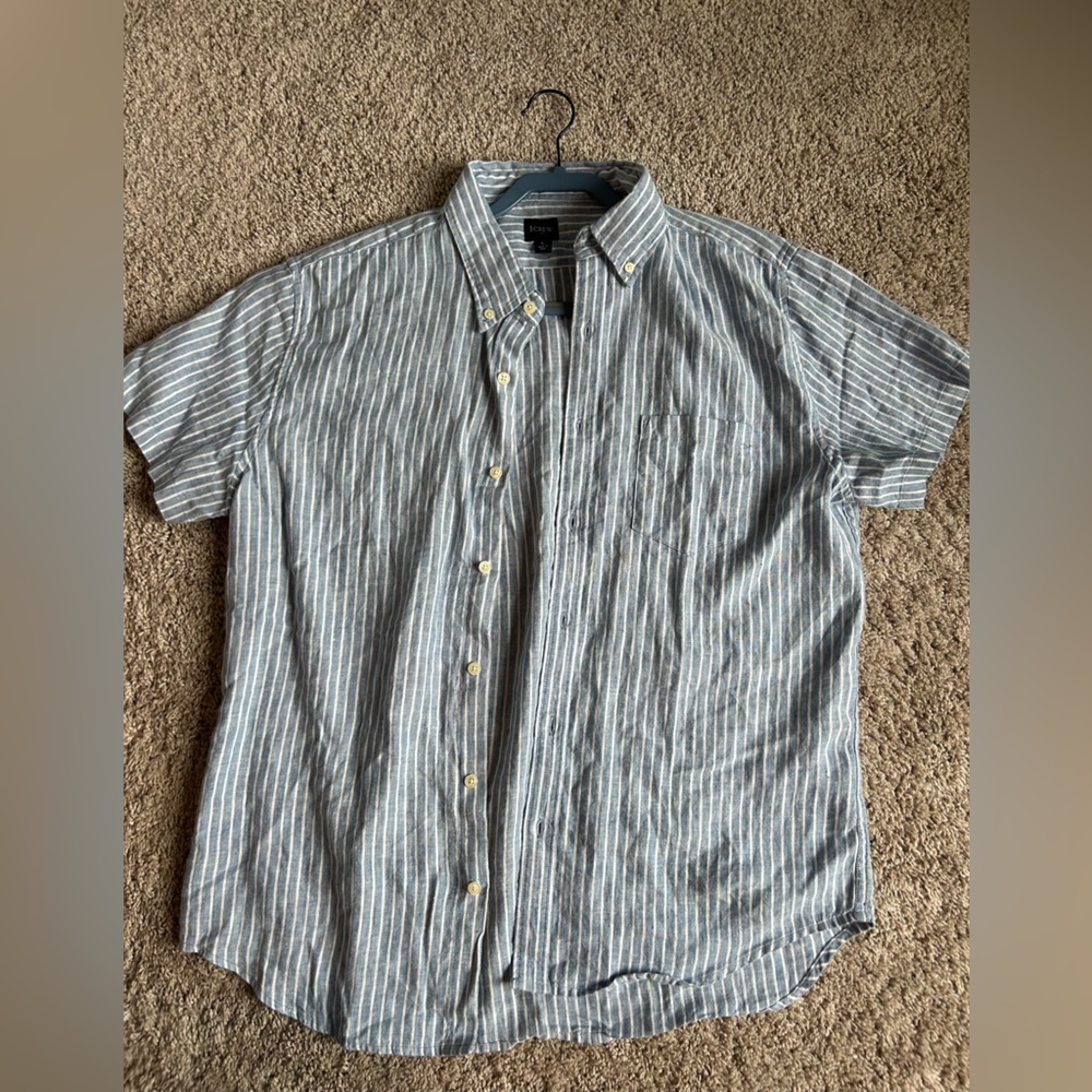 NWOT J. Crew Grey-Blue and White Casual Button Down Shirt Size Large